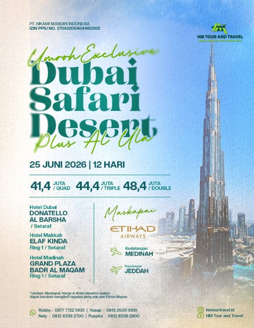 Umrah Exclusive Dubai Safari Desert Plus Al Ula 25 Juni 2026