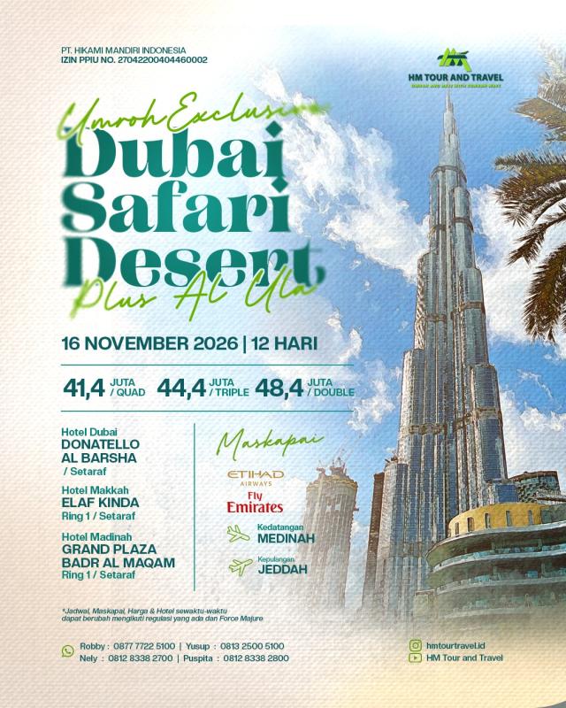 Umrah Safari Desert Dubai Plus Al Ula 16 November 2026