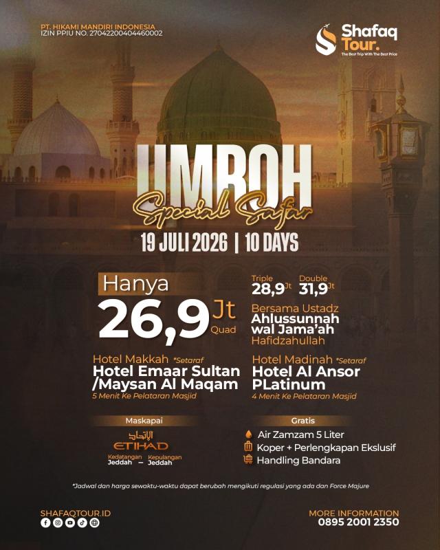 Umroh Special Safar 19 Juli 2026