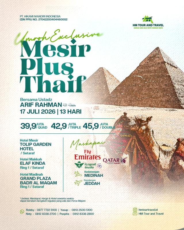 Umroh Special EGYPT Plus Thaif 17 Juli 2026