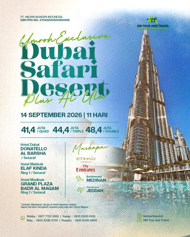 Umrah Safari Desert Dubai Al ula 14 September 2026