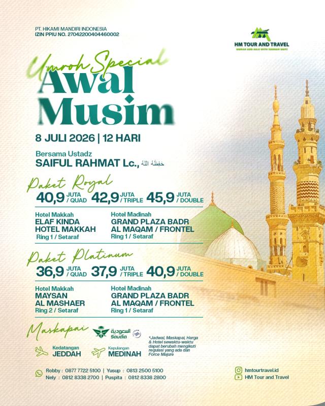 Umrah Awal Musim 8 Juli 2026