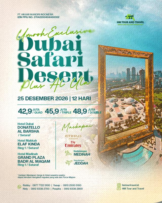 Umroh Safari Desert Dubai Plus Al Ula 25 Desember 2025
