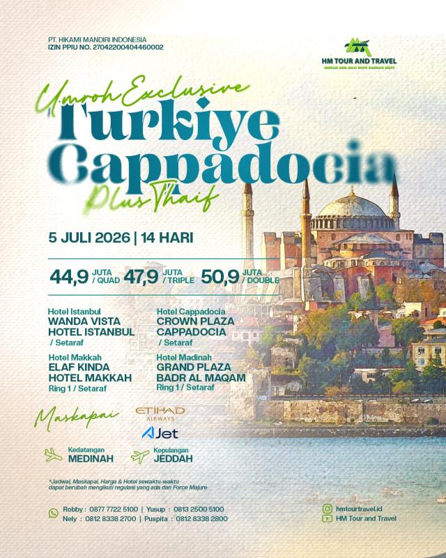 Umroh Special Turki Cappadocia Plus Thaif 5 Juli 2026