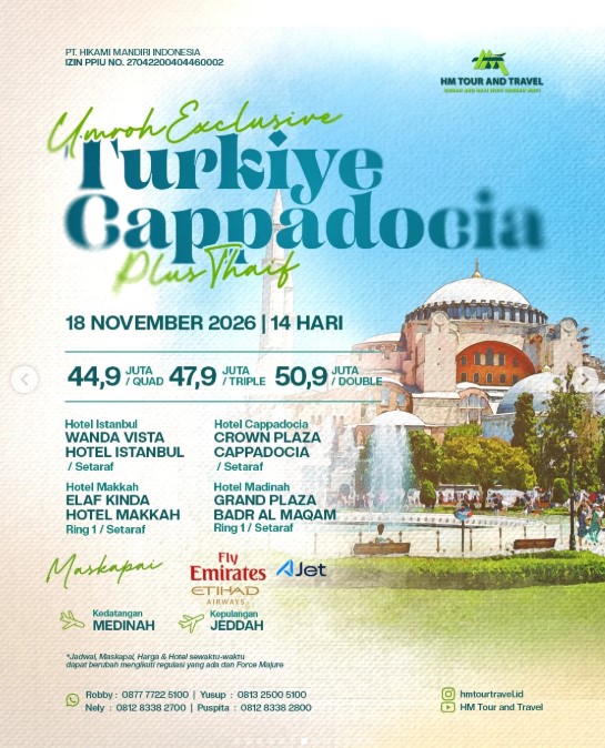 Umroh Special Turki Cappadocia Plus Thaif 18 November 2026